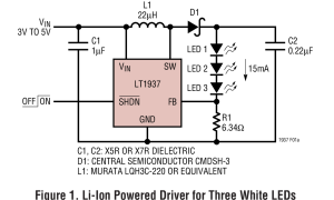 LT1937升压型LED驱动器参数介绍及中文PDF下载