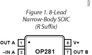 OP281低功耗放大器(<1mA/放大器)参数介绍及中文PDF下载