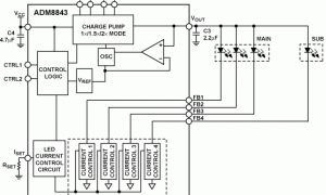 ADM8843无电感器型(充电泵)LED驱动器参数介绍及中文PDF下载